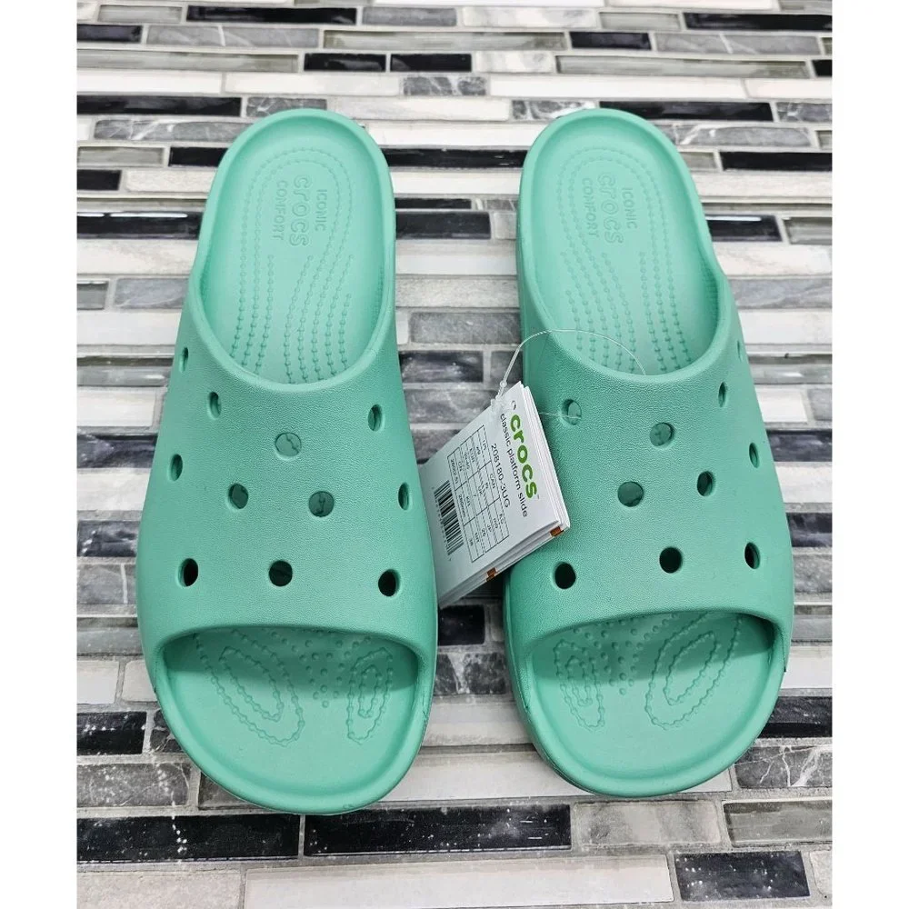 Crocs Classic Platform Jade Stone Women's Slides Size 9 - Picture 3 of 11